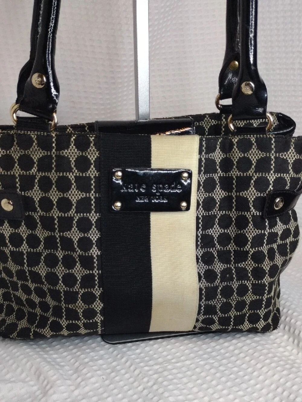 kate spade Black and Cream Patterned Shoulder Bag